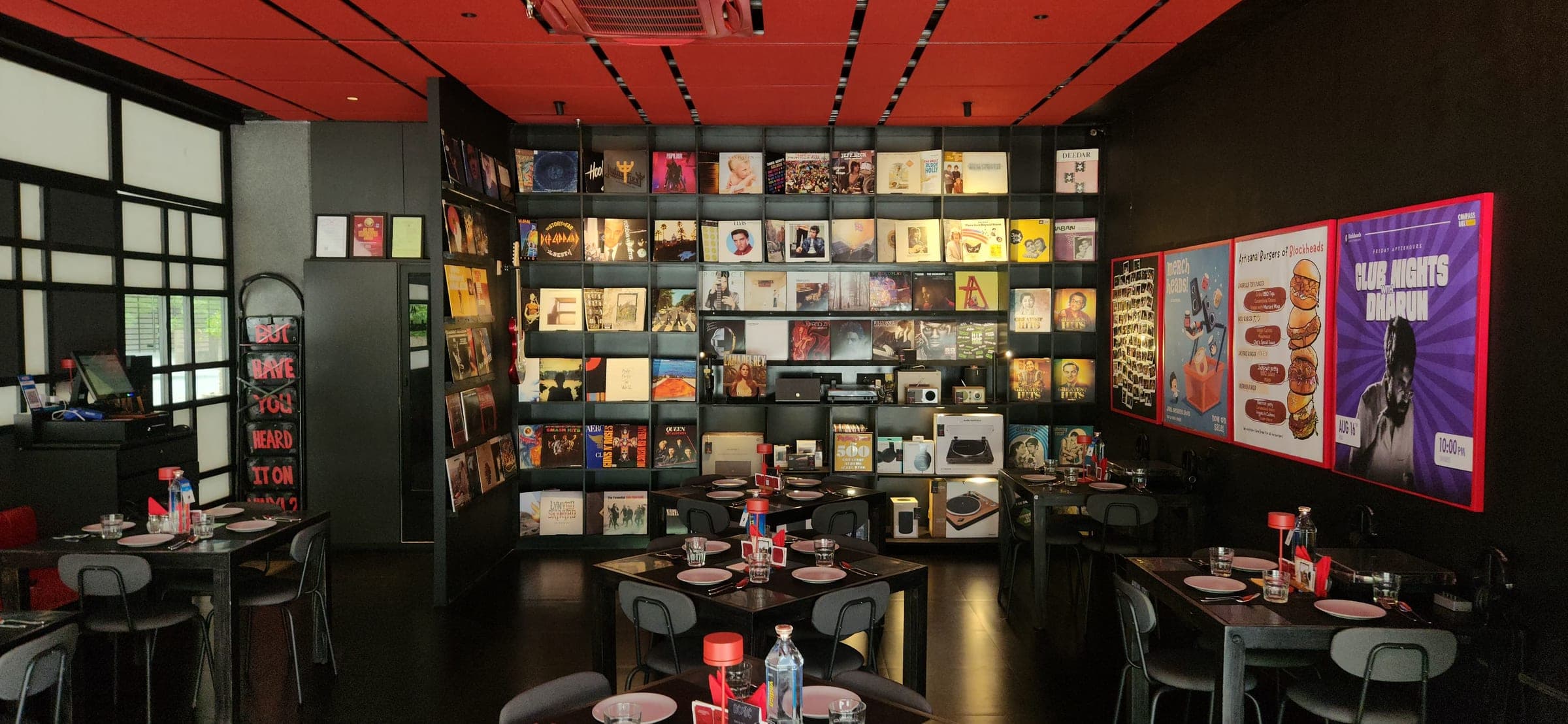 The room washed in red light